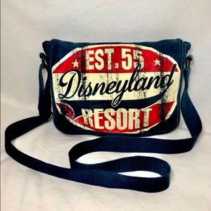 Disney Parks Disneyland Resort Blue Canvas Messenger Bag Crossbody Purse